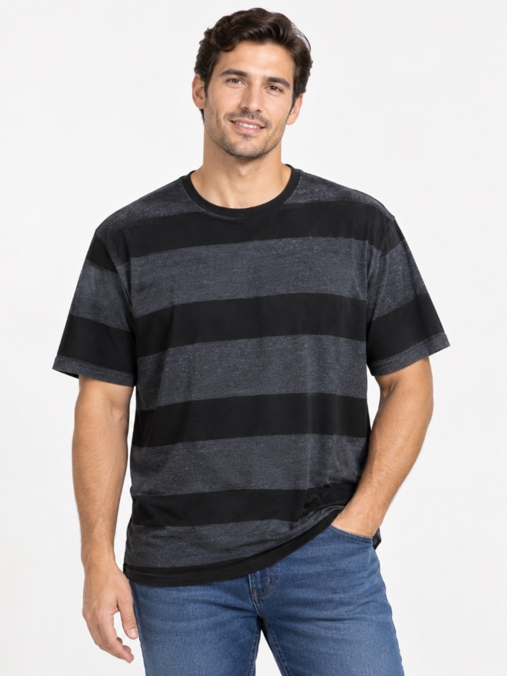 Calvin Klein Jeans Men's T-Shirt XXL Black Horizontal Stripes 100% Cotton